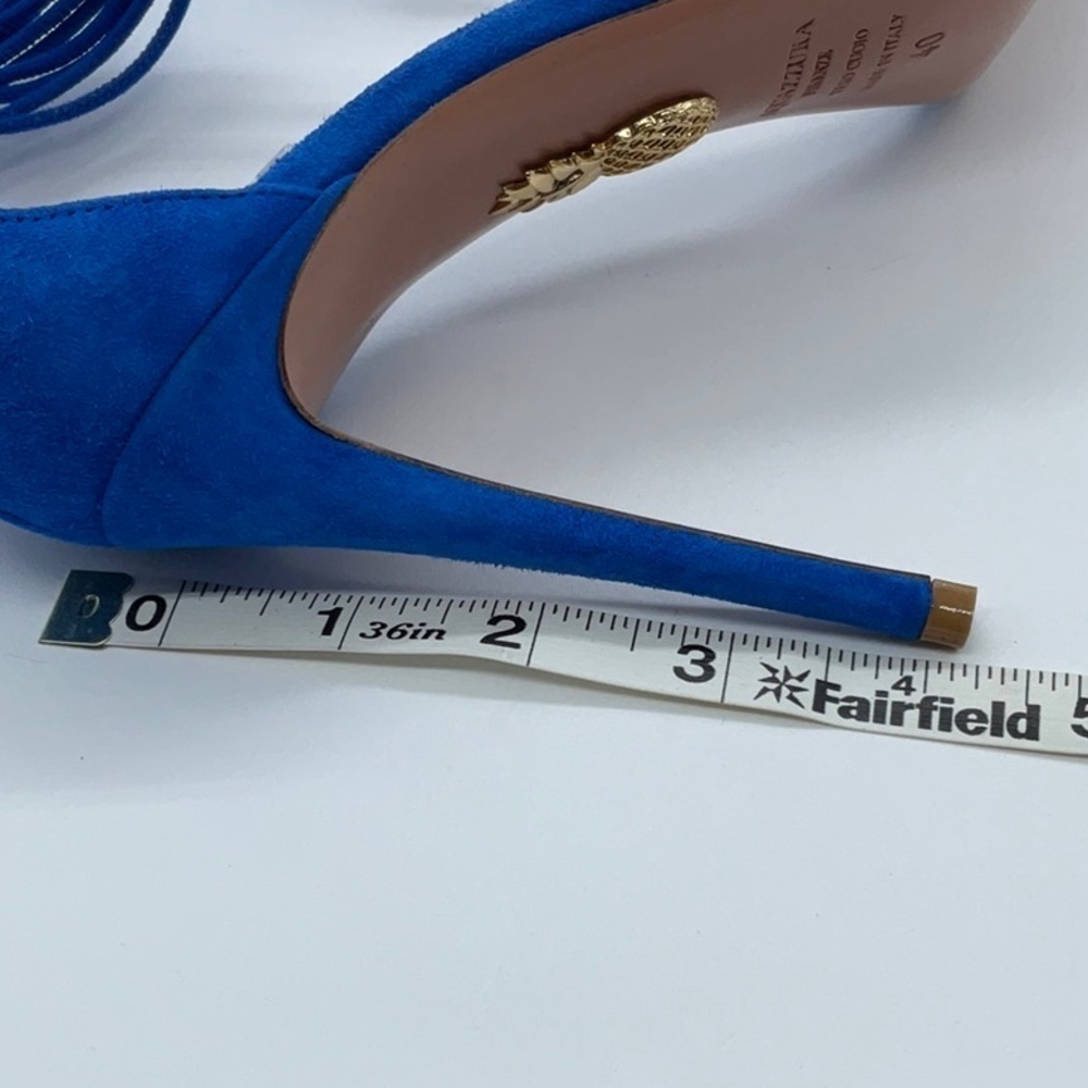 EUC - Aquazzura Blue Casablanca 110 Suede Sandals - Picture 12 of 13